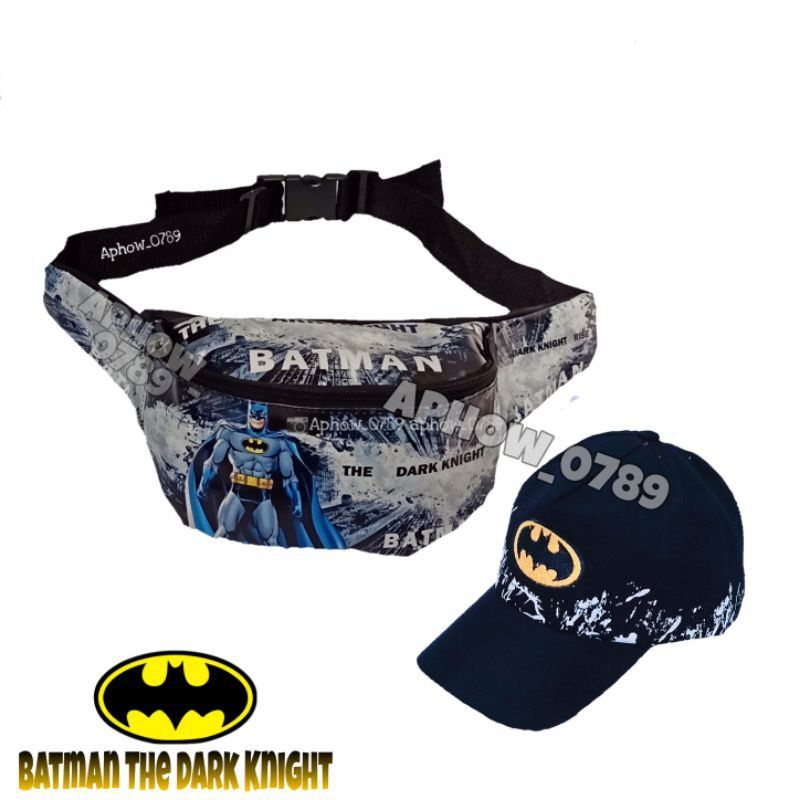 Paket 2in1 Waistbag anak batman free topi batman