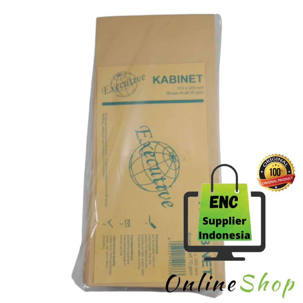 

executive 100 lembar amplop coklat polos kabinet executive ukuran A 110 x 240 mm per pak - enc.sup