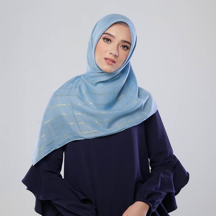 Zoya Kerudung Segi Empat - Haura Glitter Scarf Milky Blue