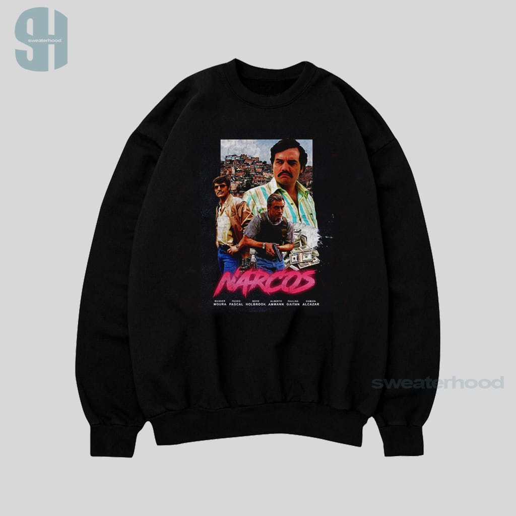 Crewneck Black Narcos Sweatshirt Hitam Jaket Vintage Pria Dan Wanita Sweaterhood