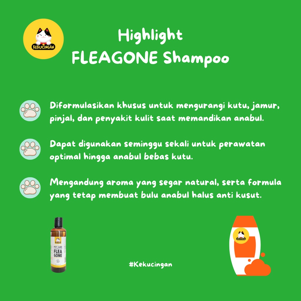 Flea Gone Shampoo Anti Kutu Jamur Penyakit Kulit Kucing Anjing Kitten