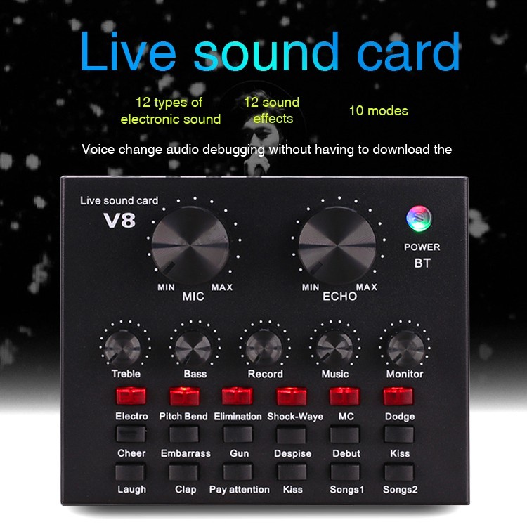 Trend-Soundcard v8 Mixer External Soundcard V8 Audio Microphone Singing Live Sound Card v8