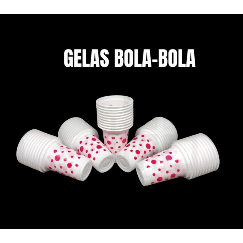 Gelas plastik cup bola-bola /gelas plastik polkadot bola putih