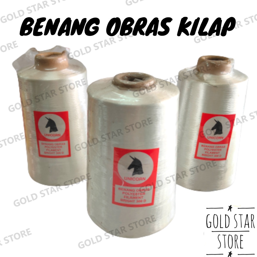 Benang Obras Kilap Unicorn 1000 Gram Benang Polyester Filament Kiloan Gilap Mengkilat