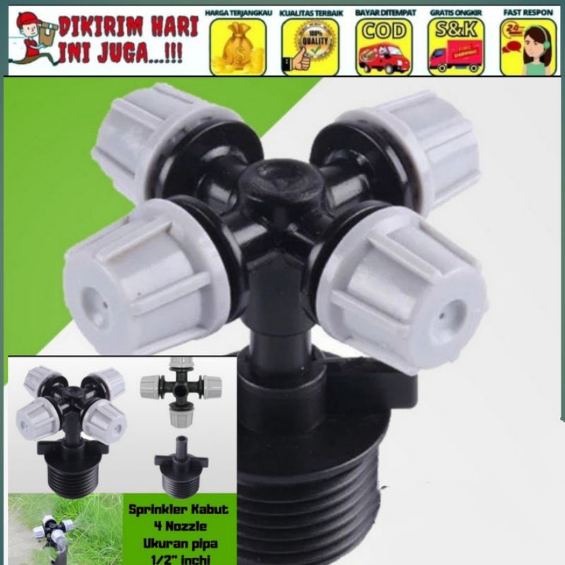 Spuyer Nozzle Sprayer Kabut Embun Kepala 4 Plastik Rumah Walet Kandang Ayam Rumah Jamur Abu