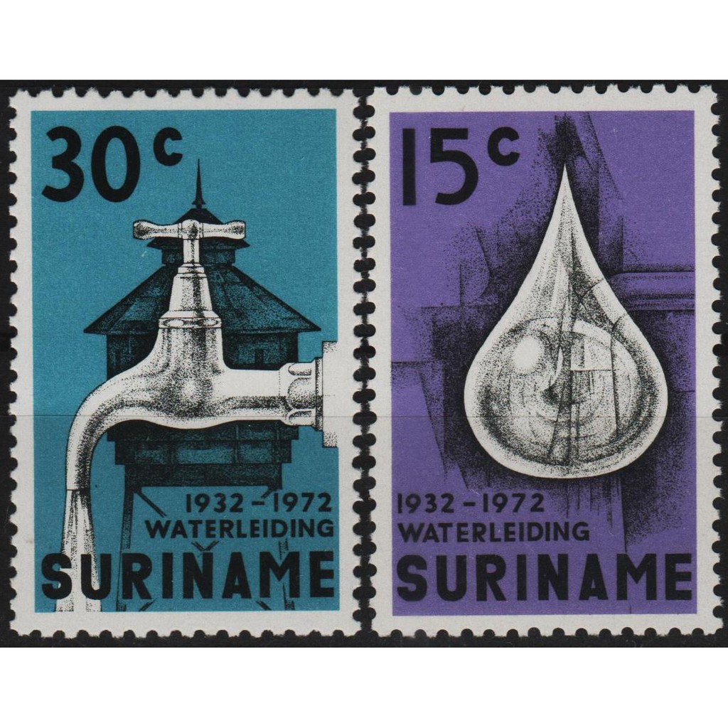 

Perangko Filateli A4-112 suriname MNH 2v 02.03.1972 The 40th Anniversary of surinam waterworks