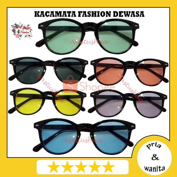 Kacamata Hitam Wanita/Pria Sunglasses Korean Fashion Candy Color Kaca Mata Vincent Bingkai Hitam Oval Lensa Anti UV NOCASE