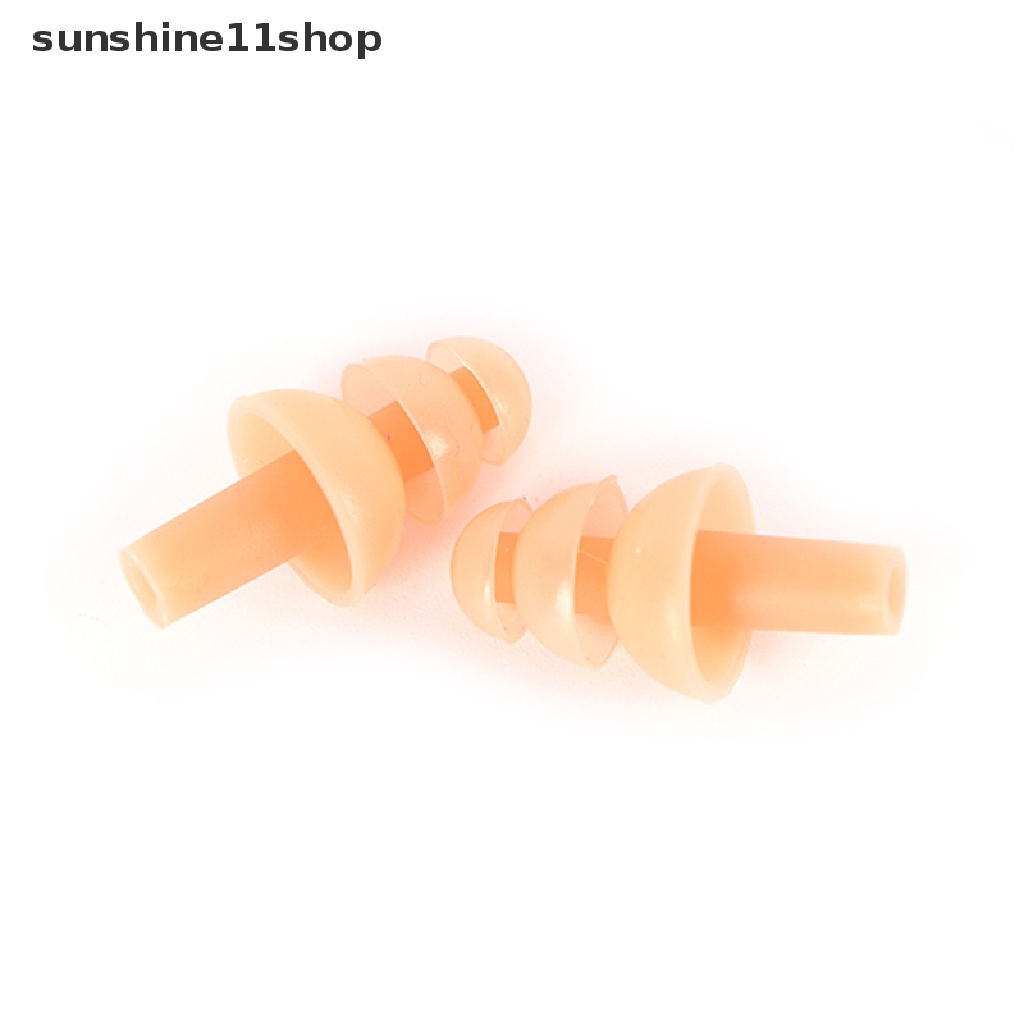 (SHO) Earplug Bahan Silikon Lembut Reusable Untuk Tidur / Berenang / Kerja