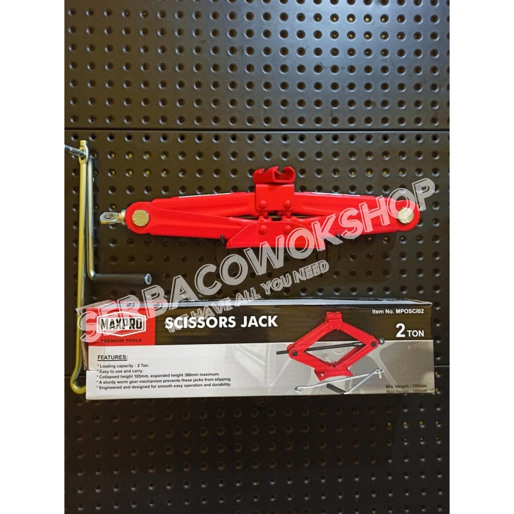 Maxpro Dongkrak Jembatan 2 Ton Merah Scissors Jack 2 T Maxpower Dongkrak Bawaan Mobil Termurah