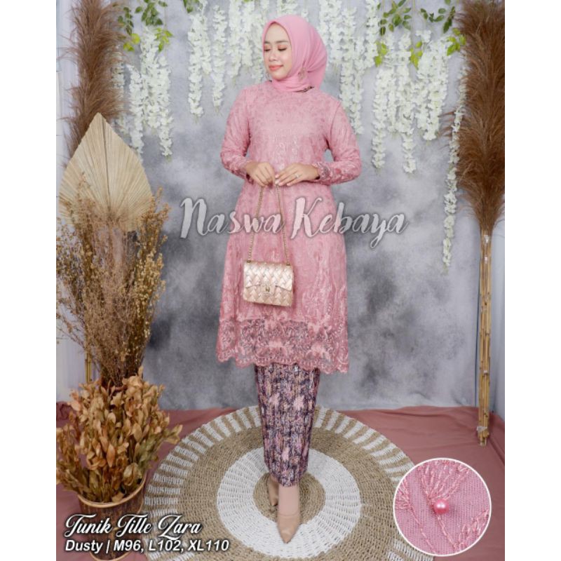 NASW✓TUNIK TILLE/KEBAYA TILLE/KEBAYA MODERN/BAJU KEBAYA/KEBAYA TUNIK/KEBAYA INDONESIA/KEBAYA-Dusty