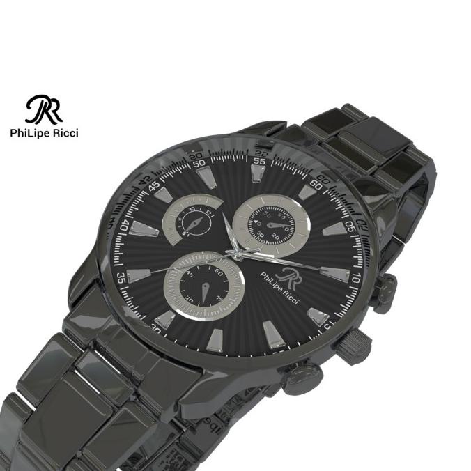 PhiLipe Ricci Jam Tangan Pria Analog Rantai Besi Black Series BLCK22
