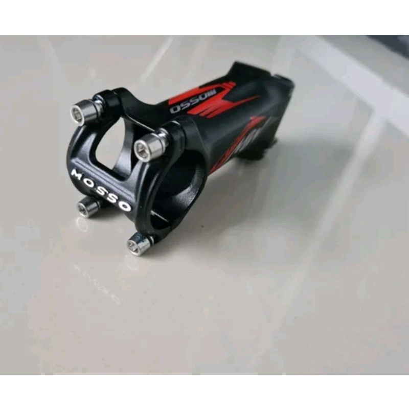 Stem Mosso Super Light Panjang 90 x 31.8 MM Angle 17 Derajat Black Red - 9 Cm  Alumunium Ringan 9cm merah hitam cocok sepeda mtb roadbike balap road bike dll