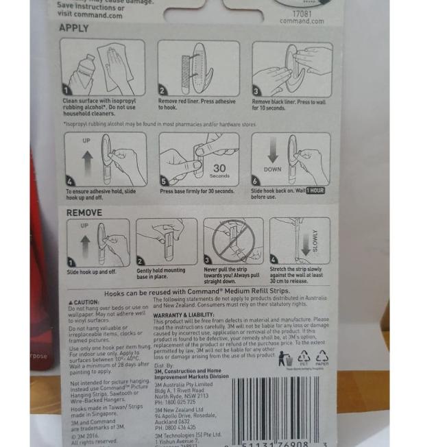 

♙ 3M Command Hook Medium Picture Hanging Strips 5.4 KG 17201 ➮