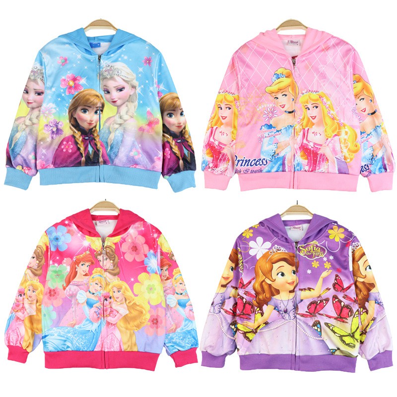 Jacket Hoddie Anak Perempuan Motif Princess Frozen Elsa Anna import