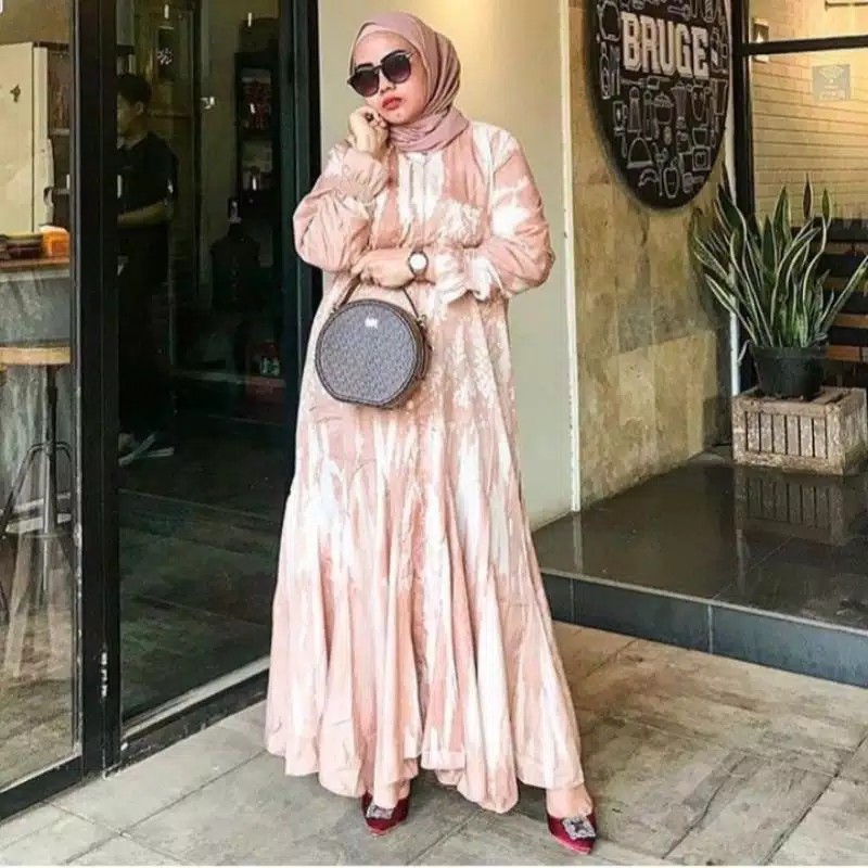 Gamis jumputan TIE DYE jumbo pelangi palembang