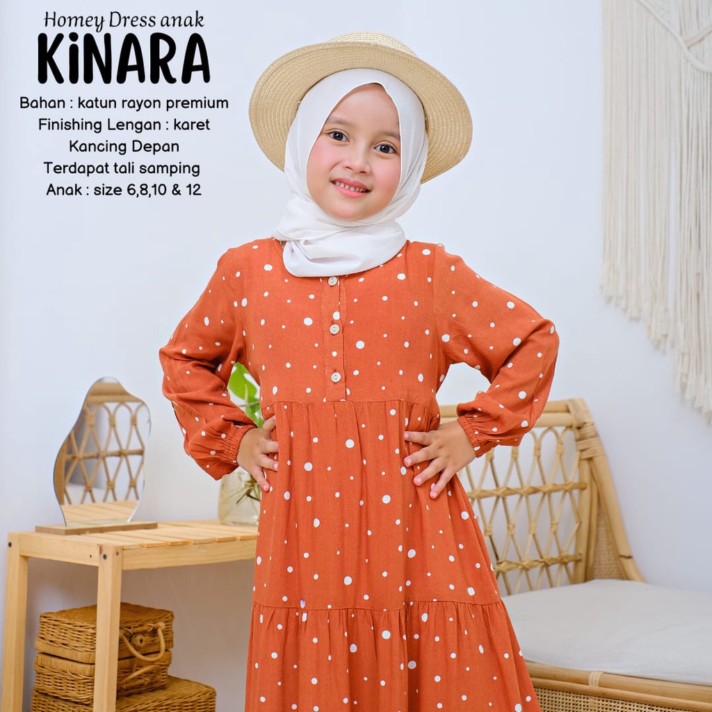 Gamis Anak Perempuan Umur 4 sd 12 tahun_Gamis Anak Bahan Rayon_Homey Dress Kinara Kids_Pakaian Muslim Anak Perempuan