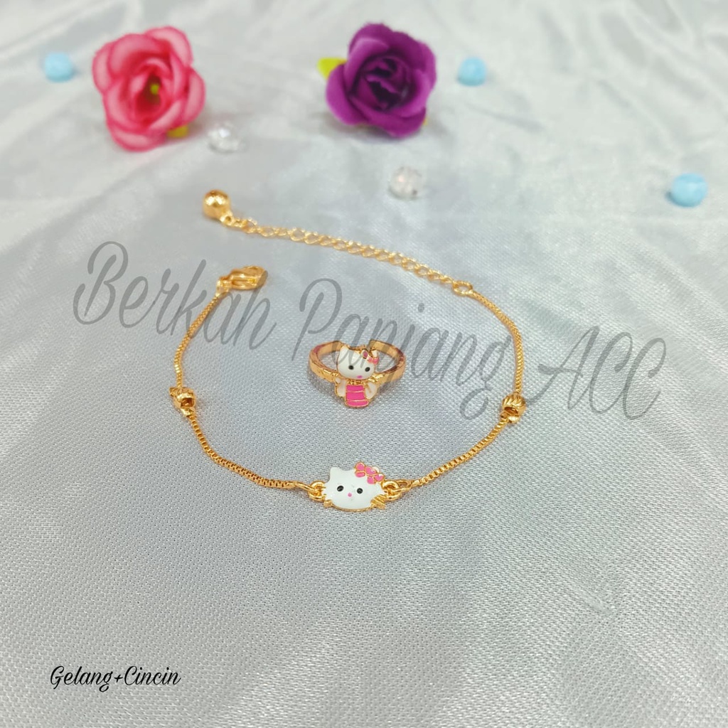 SET ANAK Gelang+Cincin perhiasan super berkelas fashion korea anti karat dan anti luntur