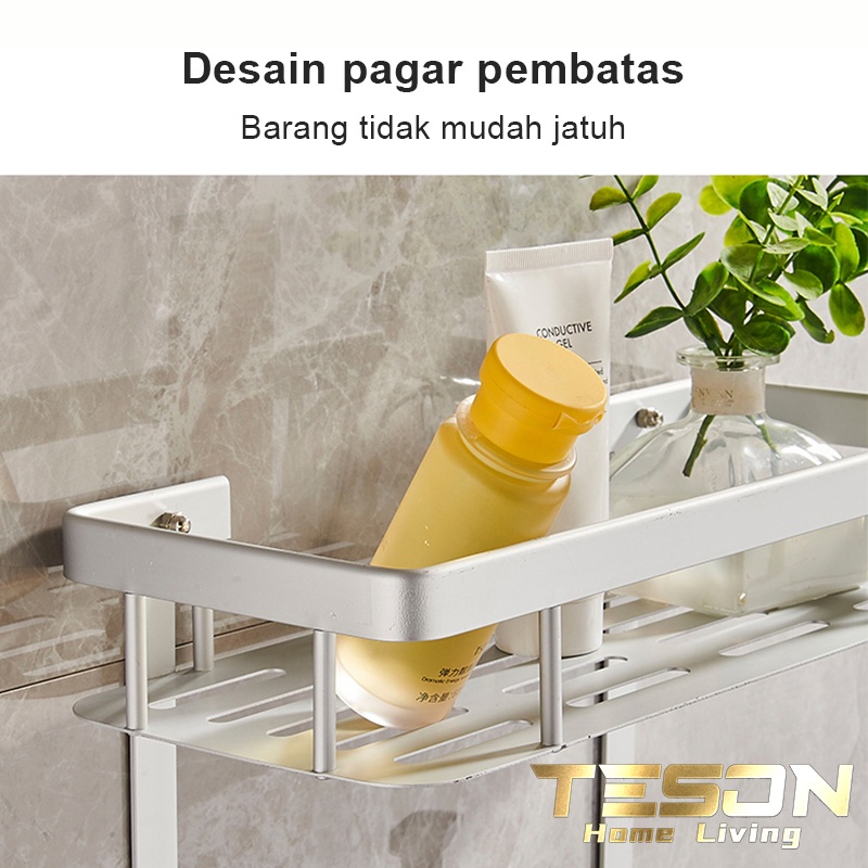 Rak dinding Segiempat Kamar mandi 2 Susun Aluminium