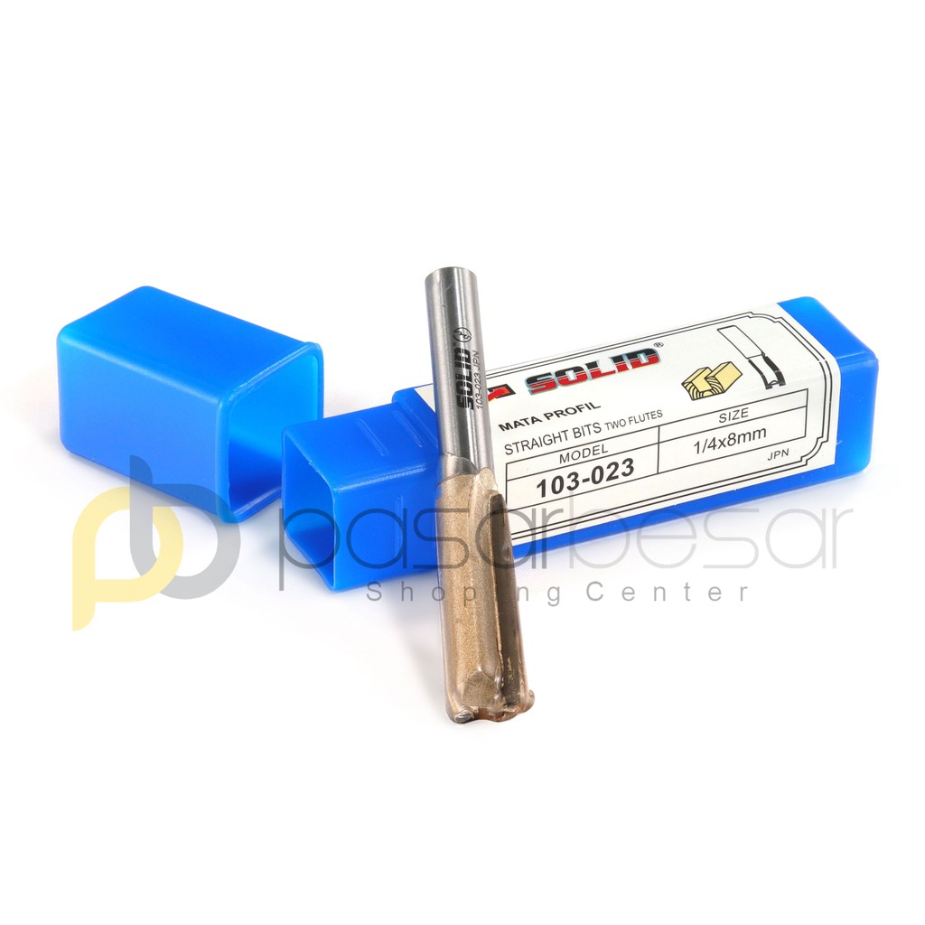 Mata Profil Trimmer Lurus, Straight Bits 1/4" x 8mm SOLID 103-023