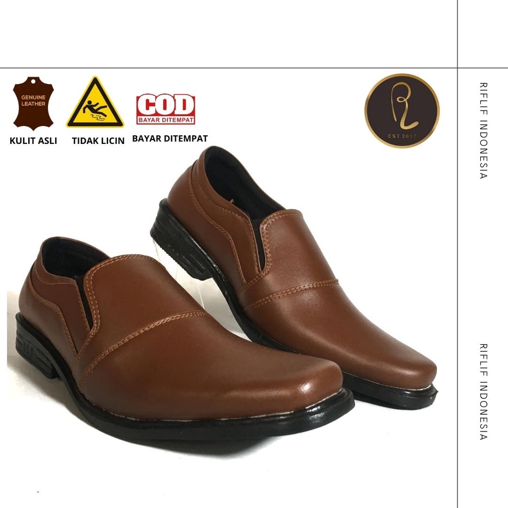 Sale!! Sale!!Sepatu Pria Pantofel Bahan Kulit Sintetis / Sepatu Fantofel Cowok Laki-laki untuk Bisnis Wisuda Kerja Kantoran Murah keren Warna Hitam dan Mocca