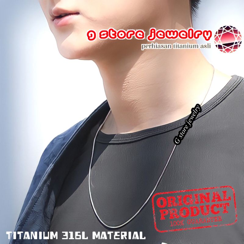 kalung pria cowok keren korea korean style titanium stainless steel anti karat asli ori original ema