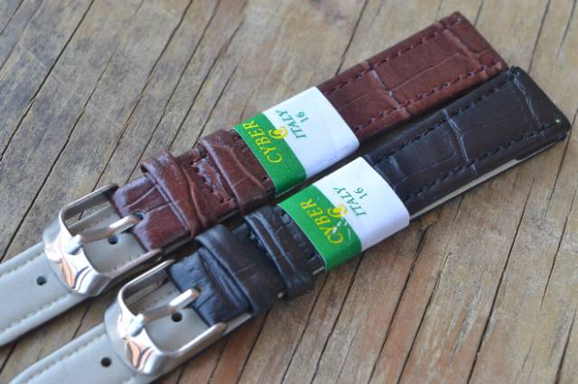 Strap tali jam tangan hitam coklat  ukuran 16mm