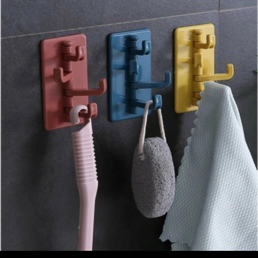 Hanger Gantungan Tempel Dinding 4 in 1 Hook Multifungsi Dapur Bathroom