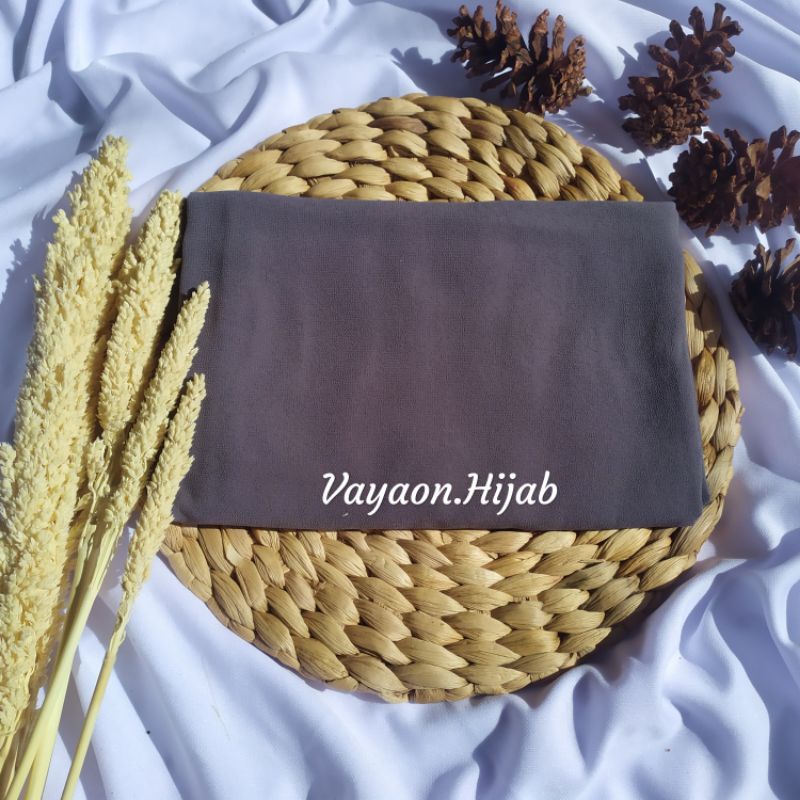(GRAB INSTAN) HIJAB PASHMINA CERUTY 200x75 JILBAB PASHMINA CERUTY BABYDOLL PREMIUM TEPI JAHIT-Abu tua
