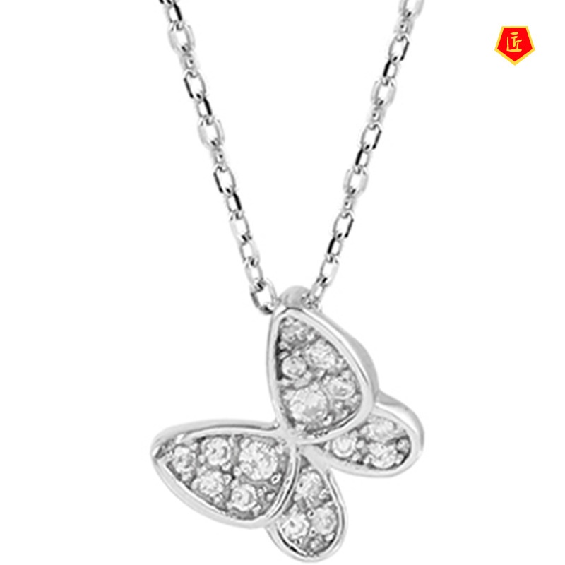 [Ready Stock]Korean Style Butterfly 925 Silver Necklace Women's Simple Niche Personality