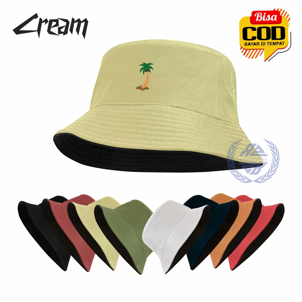 Topi Bucket Hat Dua Sisi Anti Uv Motif Sablon Bergambar / Bucket hat Sablon