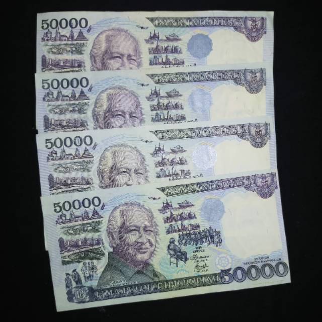 Uang Kuno 50000 Rupiah Soeharto Tahun 1995 UNC.