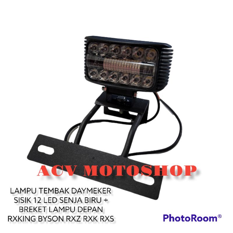 Breket Dudukan Plat Nomor Breket Lampu RX King Plus Lampu Tembak daymeker 12 led senja biru 30watt