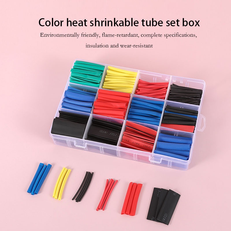 【530 pcs】Selongsong Bakar/Heat Shrink Tube Isolasi Bakar/Heat Shrink Tube Warna Warni/Heat Shrink Tubing Kit