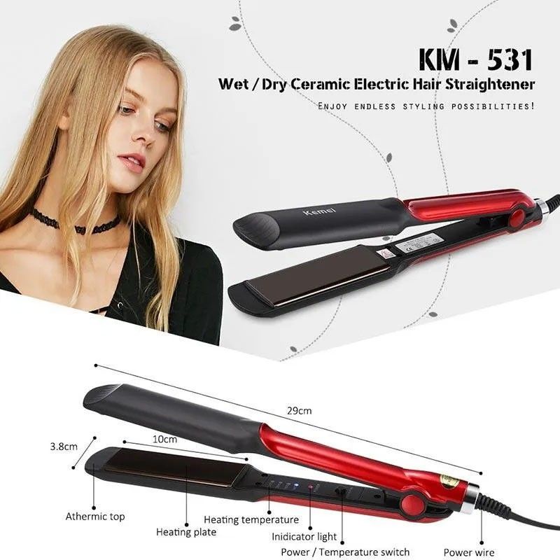 Catokan Kemei KM-531 / Kemei KM 531 Catokkan Rambut Lurus Temperatur Suhu Ionic / Catokan KM-531 Professional Hair Straightener / Alat Catok Pelurus Rambut