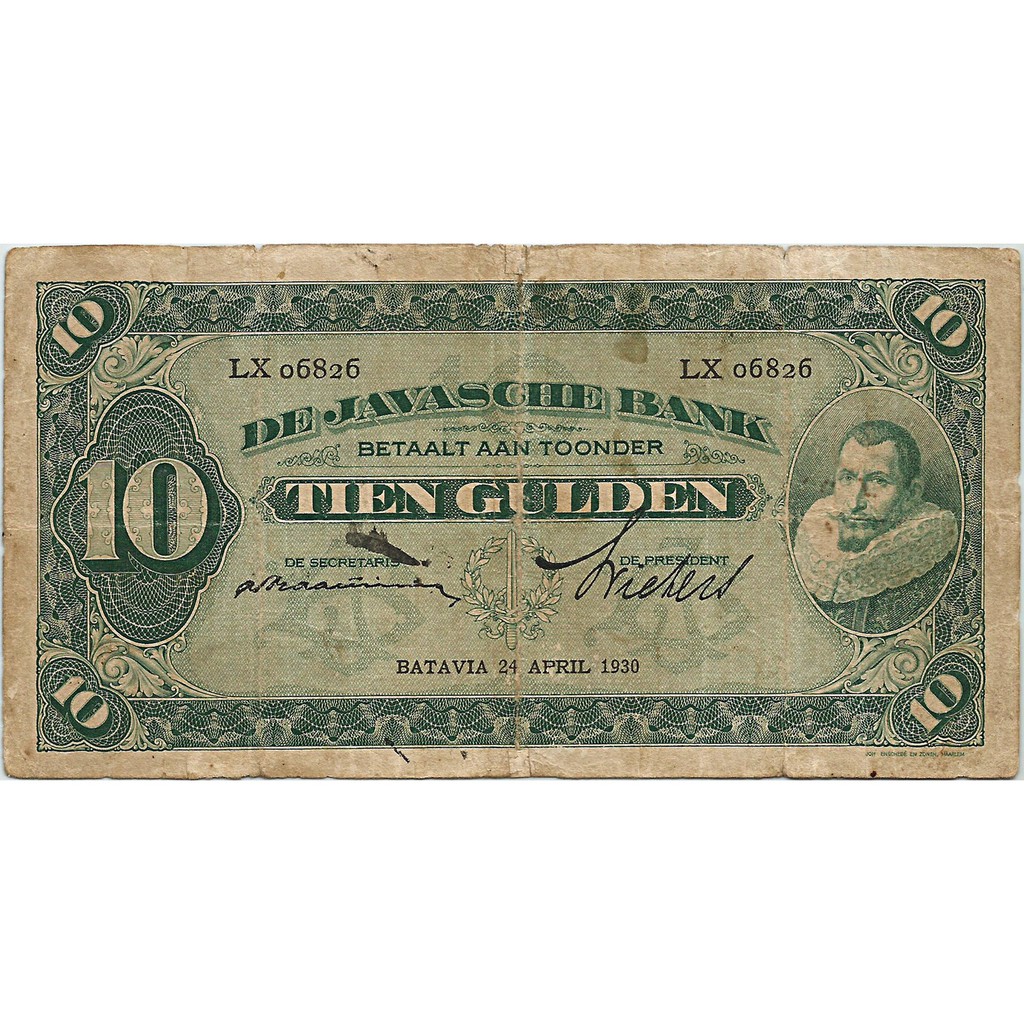 Uang Kuno Indonesia 1930 (Coen Nederlandsch Indie) 10 Gulden