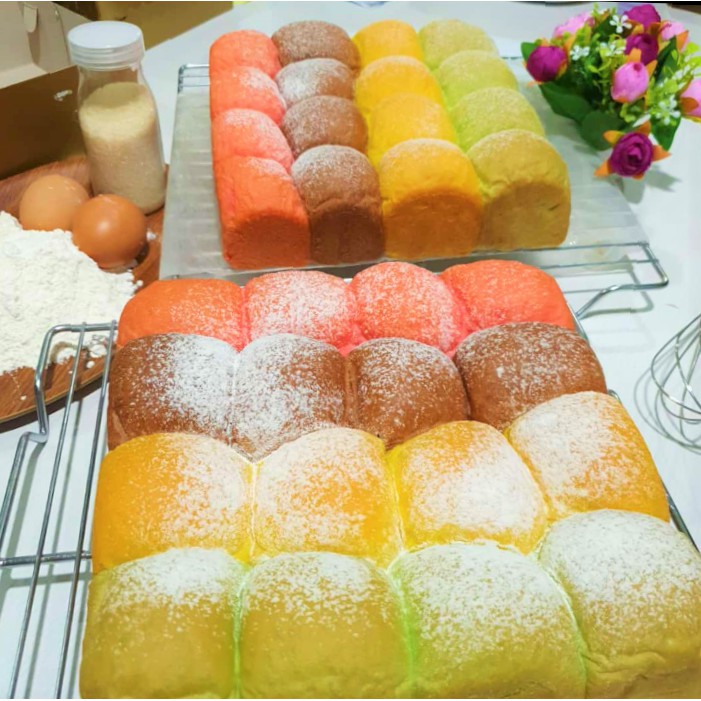 

Roti Kasur Japanese soft milk bread rainbow - Coklat Keju dan Strawberry