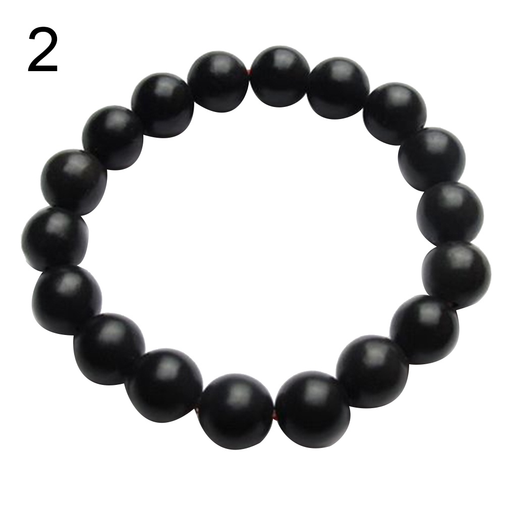 Hu Hu Hu Hu Hu Alat Bantu Pasang Kacamata♡ Gelang Manik-Manik Batu Hitam Minimalis Ukuran 8 / 10mm Untuk Pria / Wanita