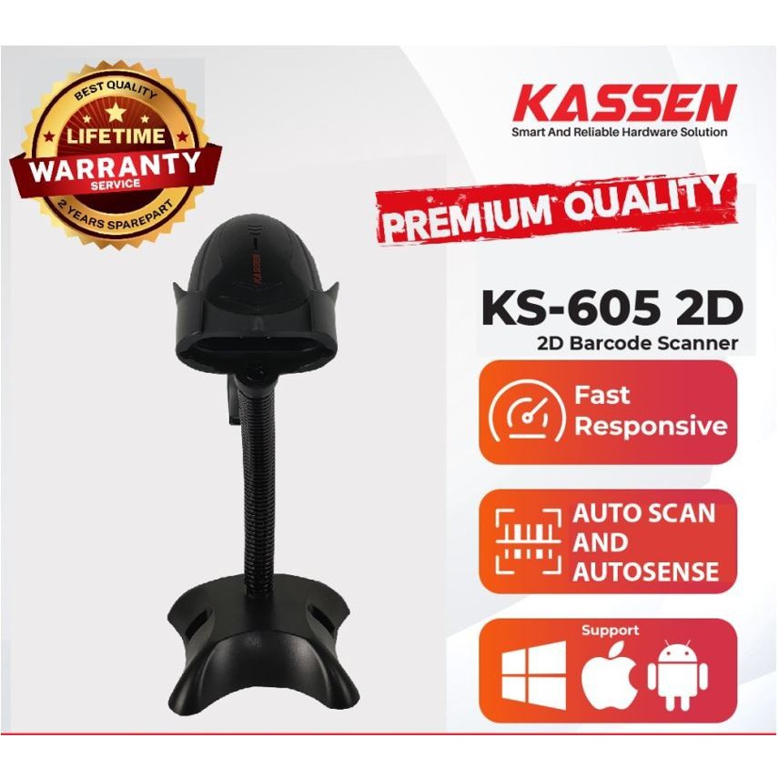 BARCODE SCANNER KASSEN KS-605 2D WITH STAND USB