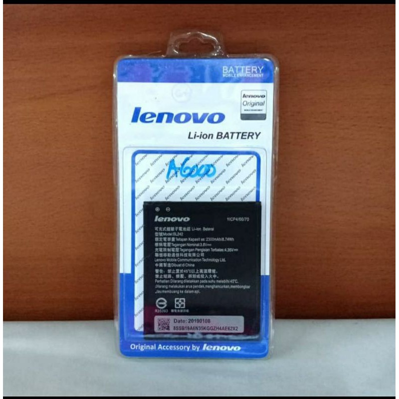 Baterai Batrei Batre Baterai Lenovo A6000 / A6600 / A6000+ / A6010 / A6020 / K3T / VIBE C Bl242 Original