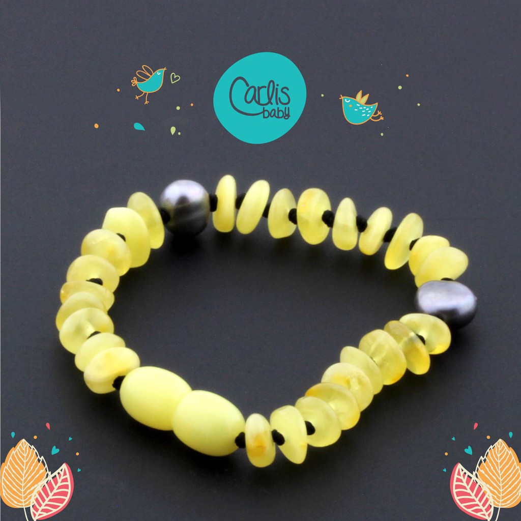 Gelang Amber Tumbuh Gigi Bayi With Black Pearl By Carlis Baby. AG26