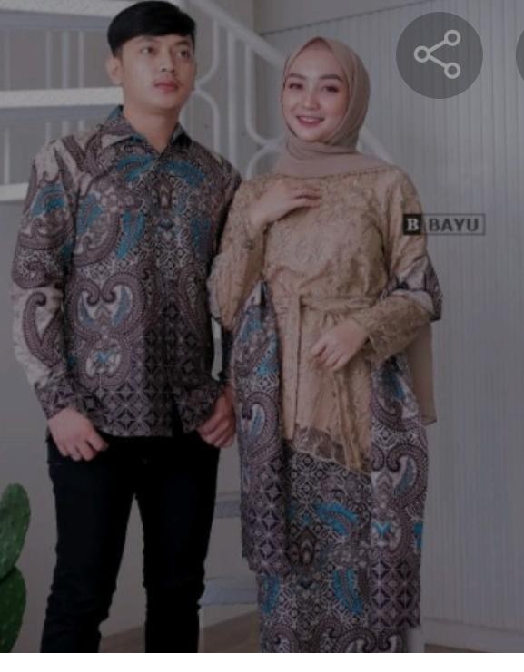 Couple Batik Kebaya Sarimbit Anak Muda Brokat Tille Kondangan Tunangan Lamaran Simple Nude Rose Abu