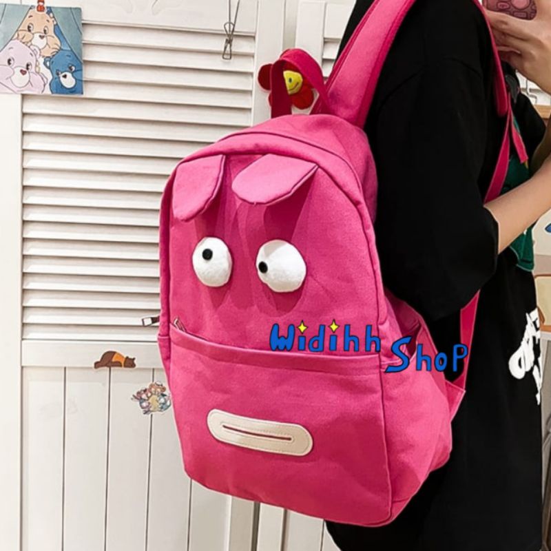 [FREE CUTE PIN] Tas Ransel Motif Mata Lucu / Tas Sekolah anak / Tas Ransel Import / Tas sekolah perempuan / Tas Sekolah Lucu / Tas Ransel Pink