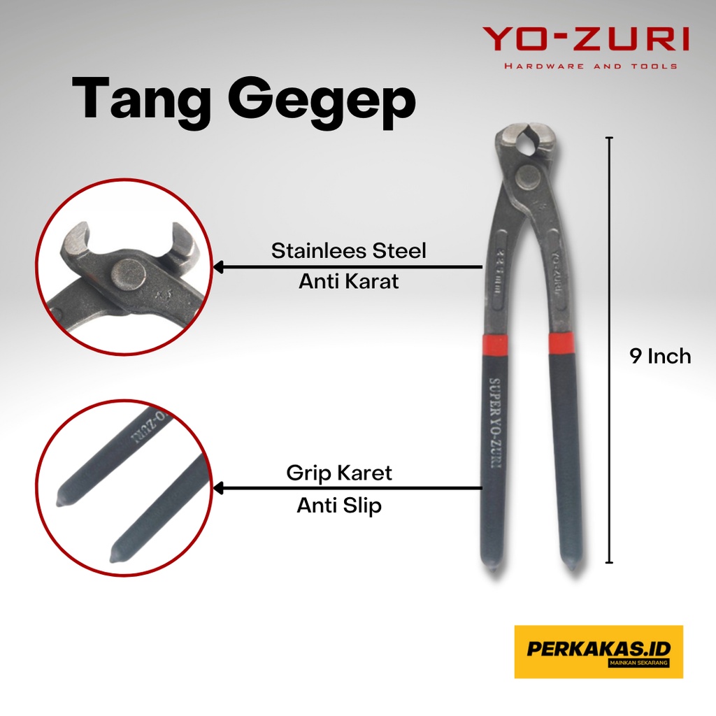 Tang Gegep Potong Kakaktua 9 Inch Anti Karat Handle Karet YOZURI