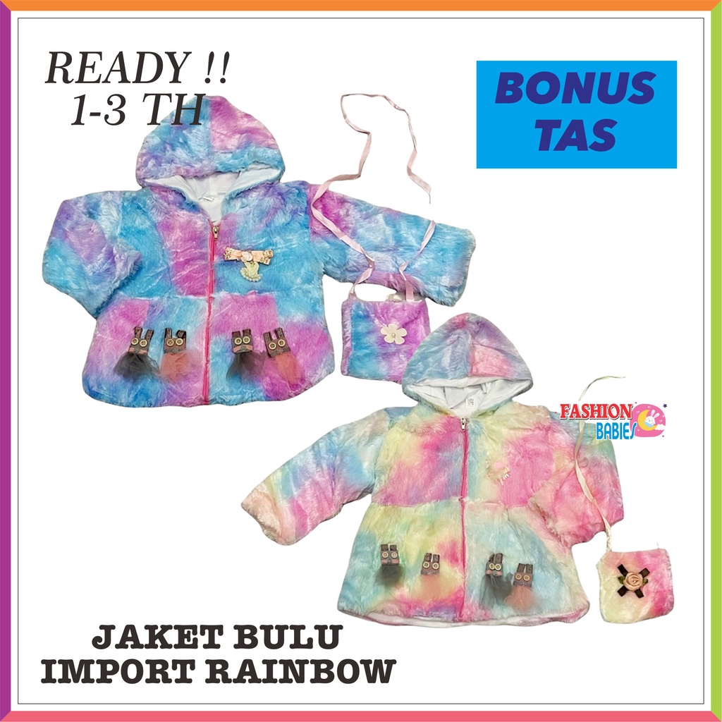 ❤ Fashionbabies ❤ JAKET BULU TEBAL ANAK PEREMPUAN GRATIS TAS