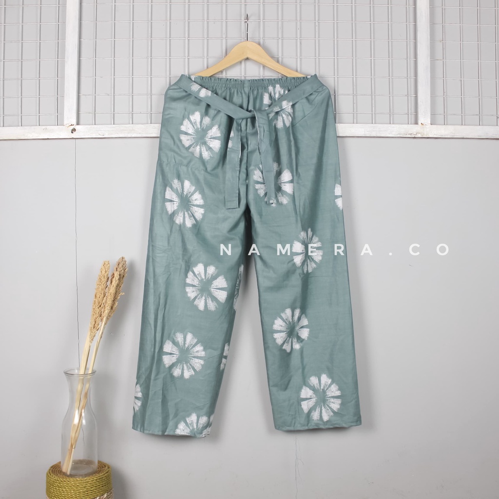 Celana Tidur Panjang Kulot Wanita Motif Tie Dye Shibori Bahan Katun Rayon