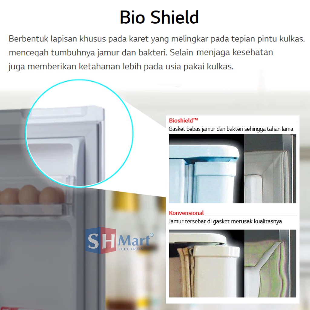 KULKAS FREEZER LG 6 RAK KAPASITAS 165 LITER GN-INV304SL / GN-INV304BK INVERTER TEMPERED GLASS GARANSI RESMI (MEDAN)