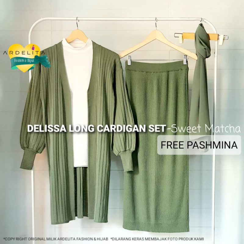 PROMO FREE HIJAB&gt;PAKET  SETELAN  PREMIUM  HEMAT  LENGKAP  DELISA  LONG  CARDIGAN SET/OOTD SET VIRAL TIKTOK