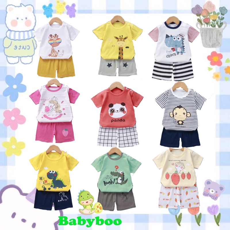 (0-24m) Setelan Baju Bayi/ Setelan Baju Bayi Lengan Pendek/ Setelan Bayi Import