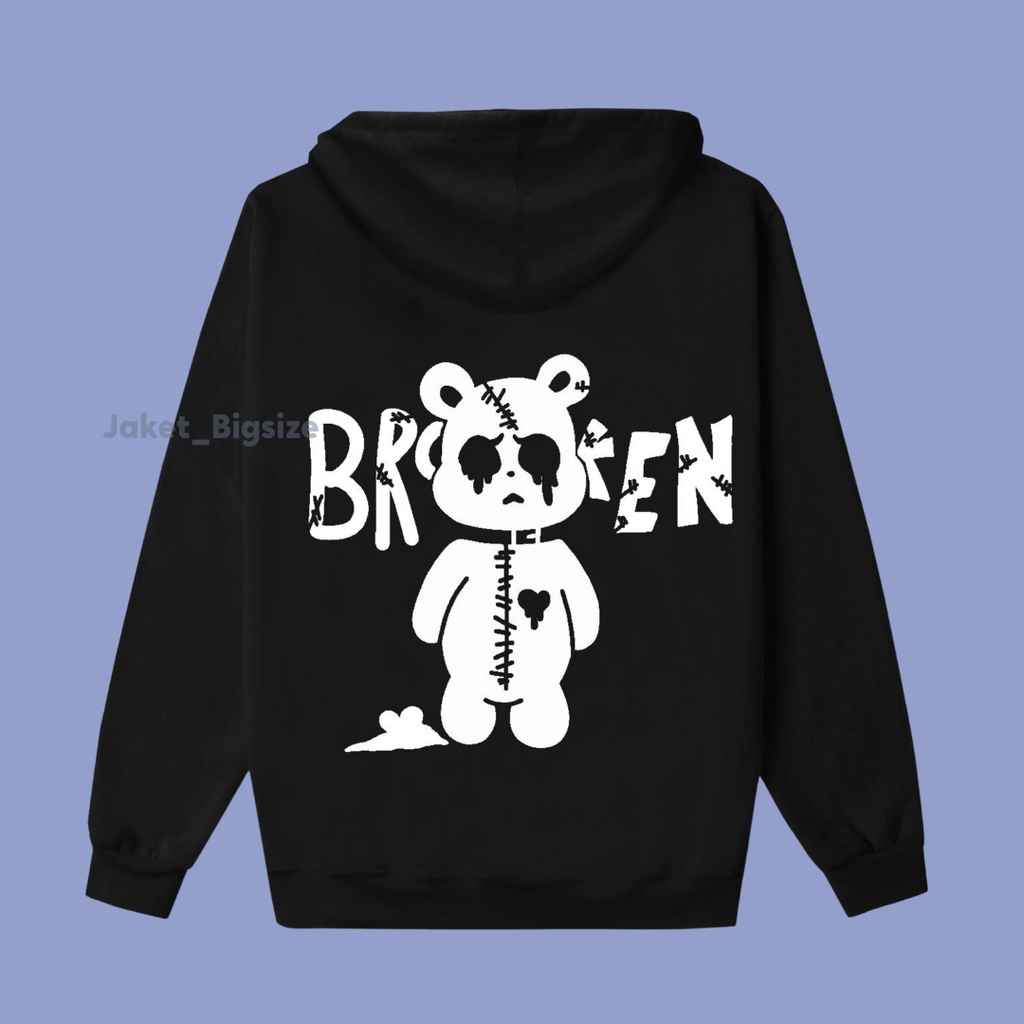 Jaket Hodie Hoodie Hudi Bear Broken  Bare  jumbo bigsize pria wanita ukuran m l xl xxl xxxl xxxxl xxxxxl