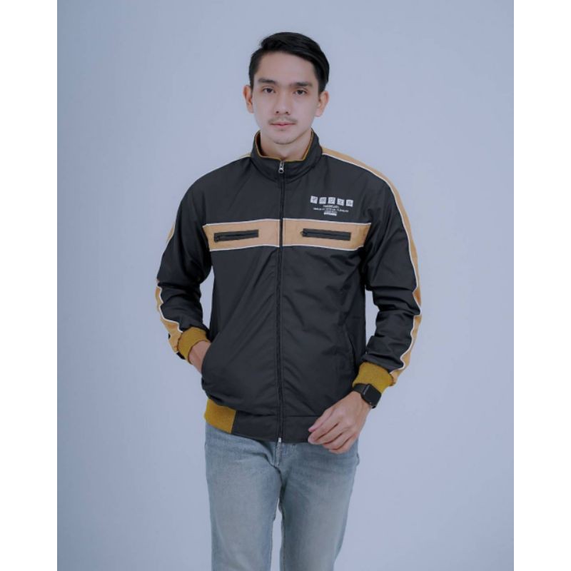 jaket pria bomber harington hitam parasut waterproof